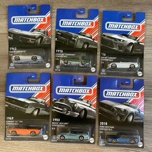 American Convertible Car Corvette Cadillac Camaro Mustang Skylark Matchbox set 🆕